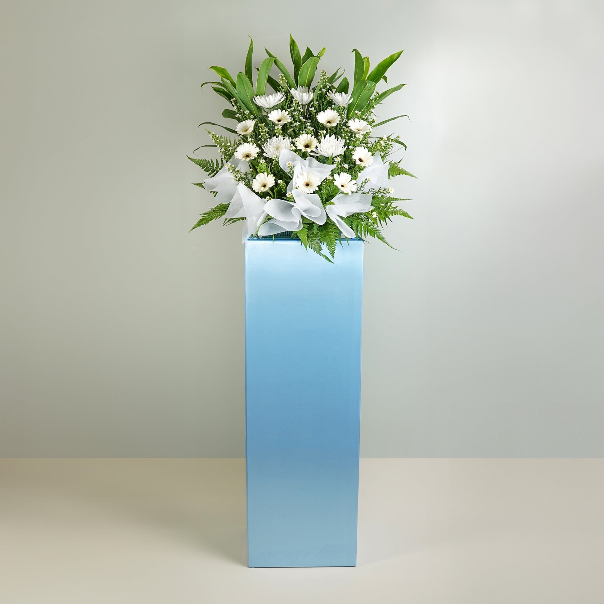 flower_stand_condolence Cool Blue Condolence / Funeral Flowers