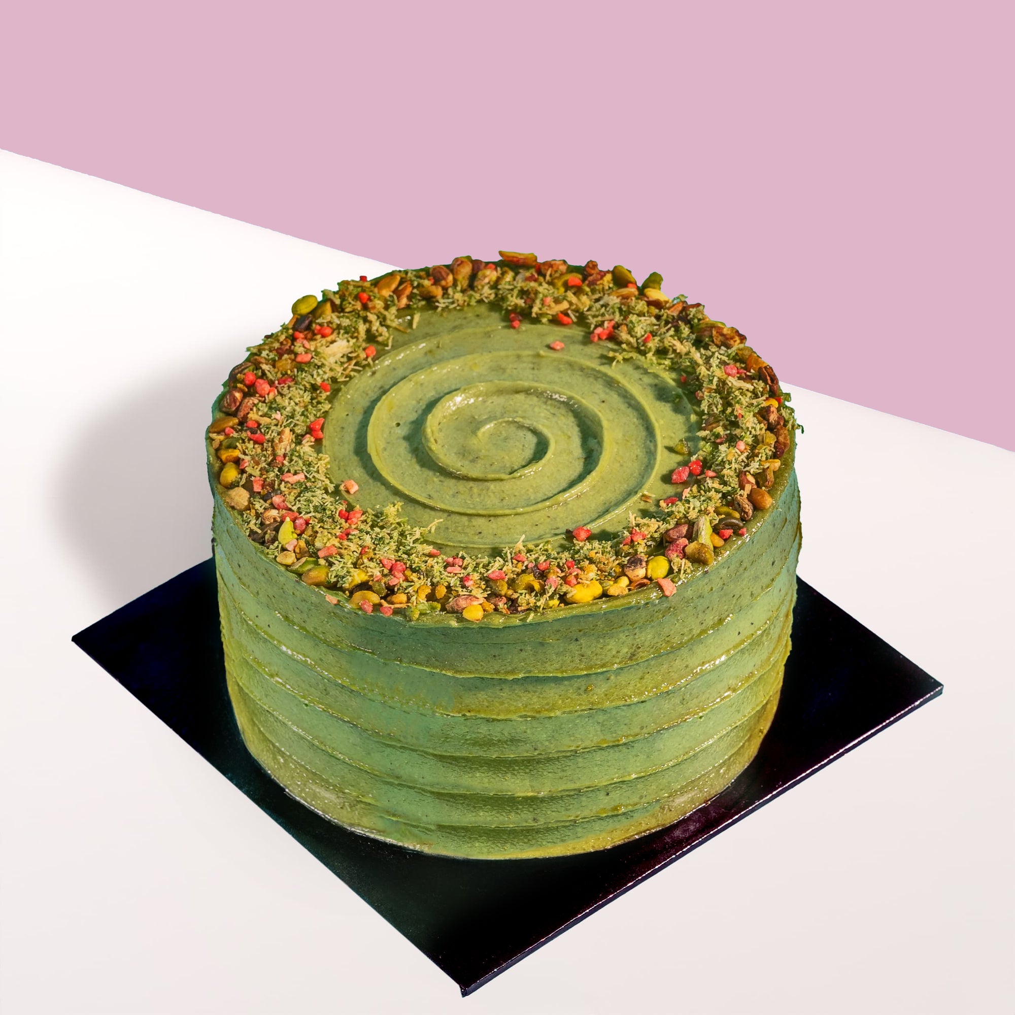 Pistachio Kunafa Chocolate Cake