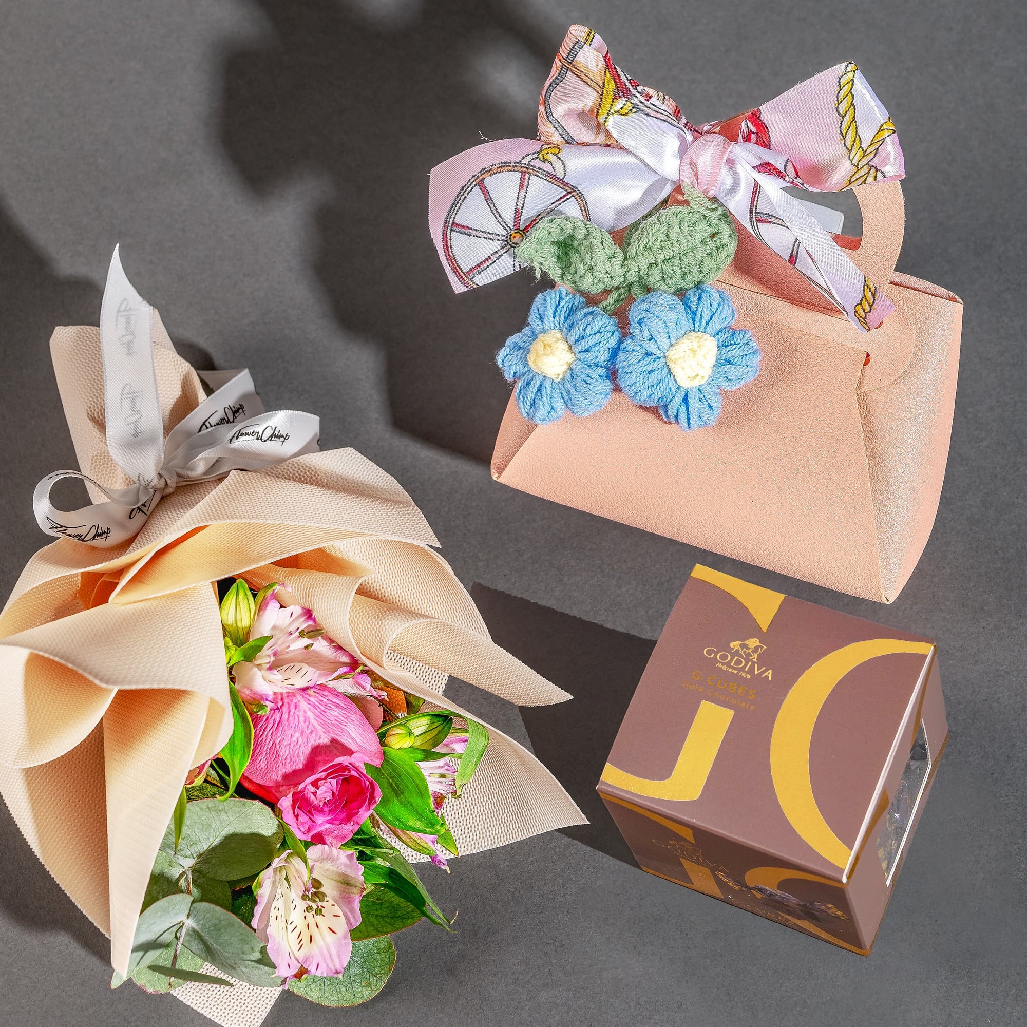 Petite Belle Gift Set (Twilly Bag With Flowers, Chocolates & Charm)