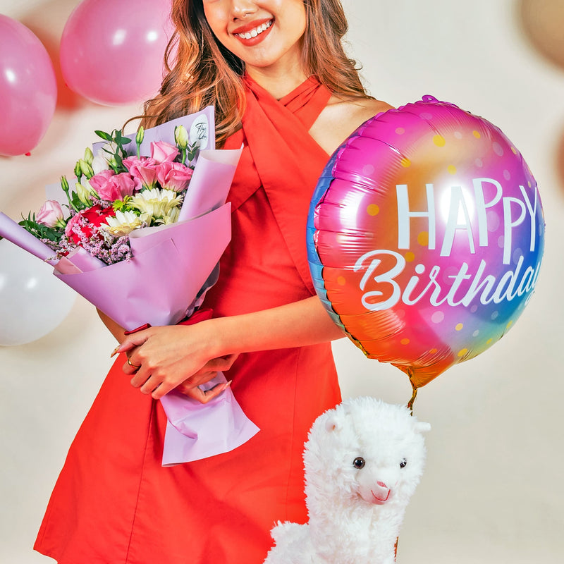 bundle_bouquet_chocolate_balloon Wonderful Birthday Gift Set