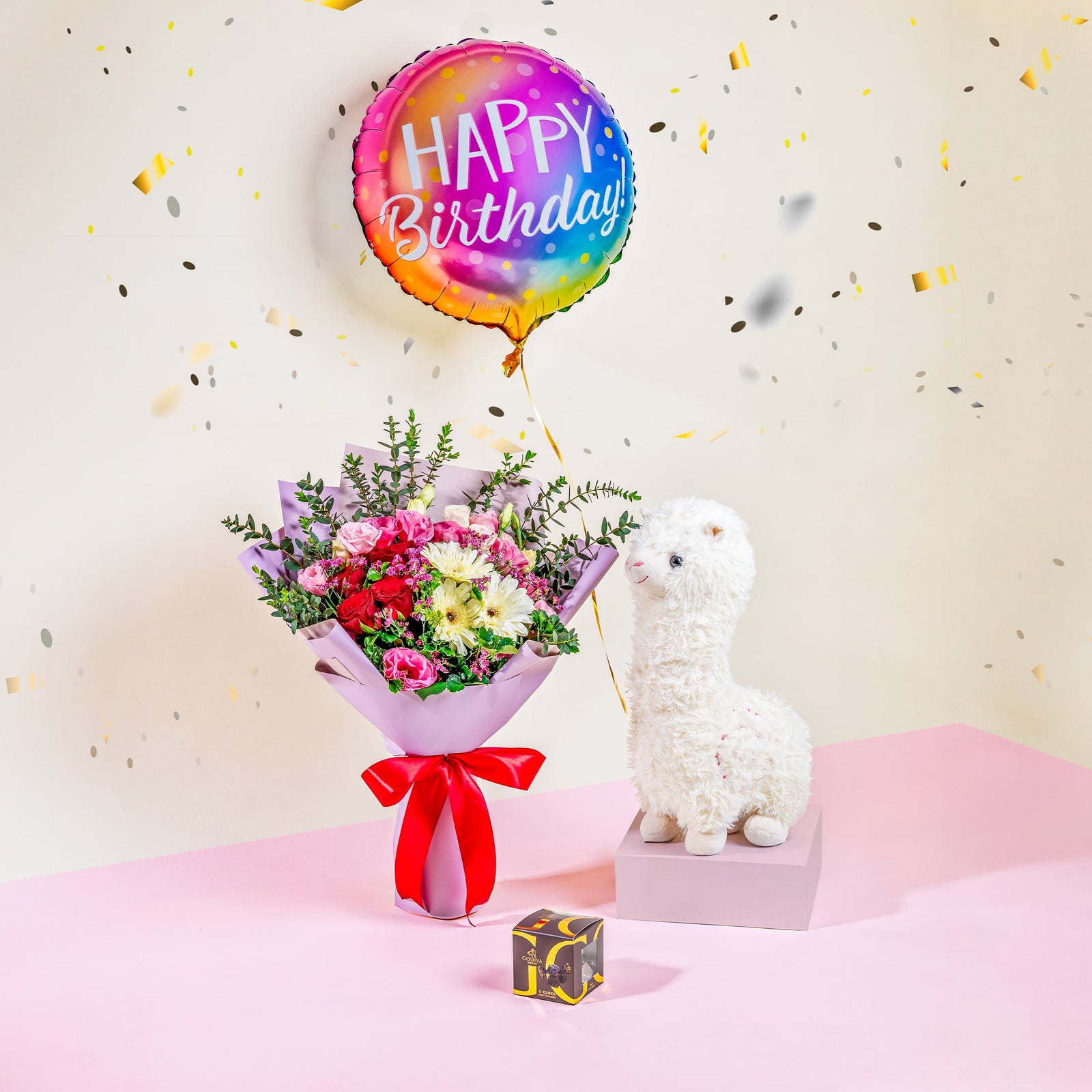 bundle_bouquet_chocolate_balloon Wonderful Birthday Gift Set