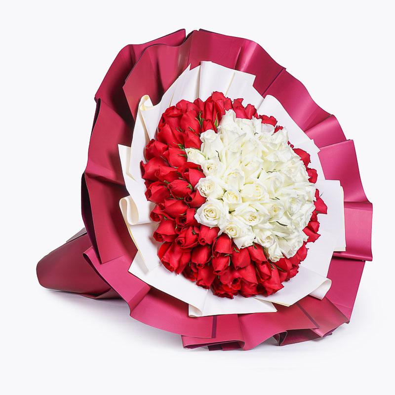 99 Soap Roses With Crown Bouquet - Beloved Florist's Flower on