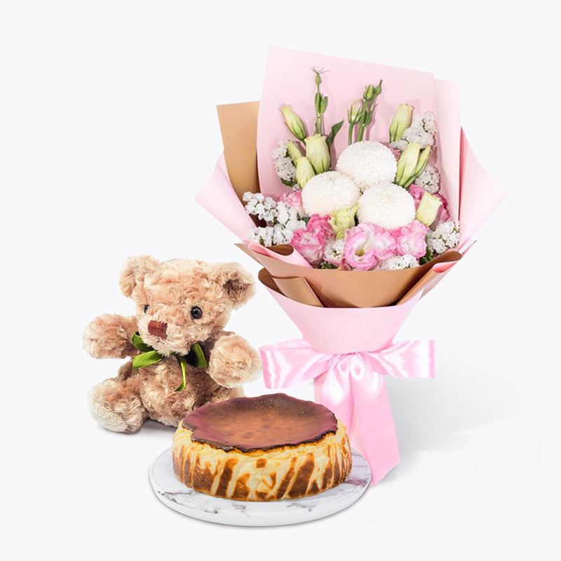 bundle_bouquet_cake_teddy Basqued Blooms Gift Set