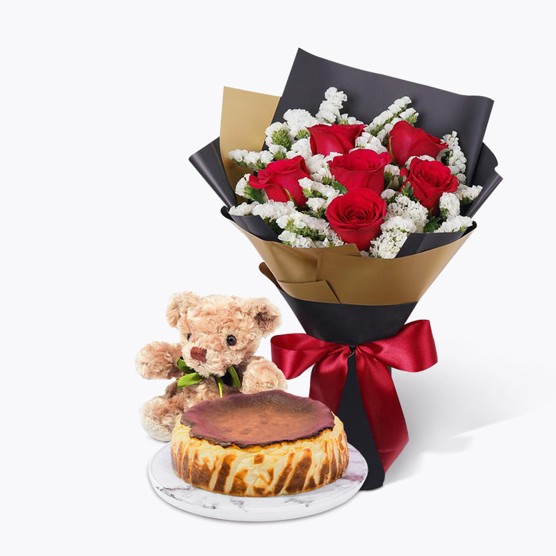 bundle_bouquet_cake_teddy Cheesy Romantic Gift Set